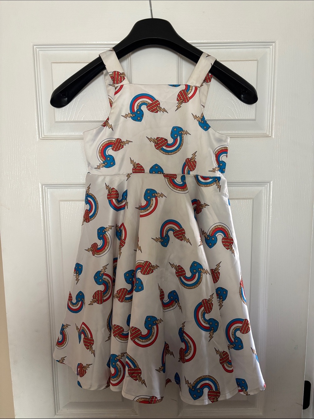 Lola + the Boys Girls' Cream Red & Blue Graphic Wonder Woman dress size 8